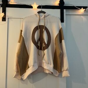 Easel Los Angeles Cream Waffle-Knit Hoodie (M)